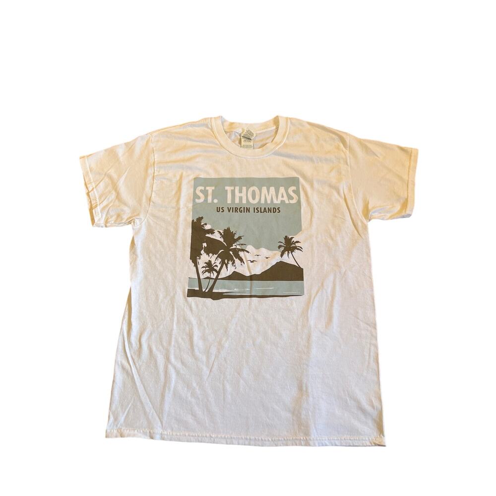 VTG 90s St. Thomas U.S. Virgin Islands Sailboat Graphic TEE Shirt Size L Cotton